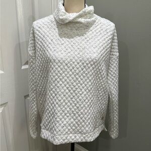 Apana White Quilted Cowl Neck Sweater
